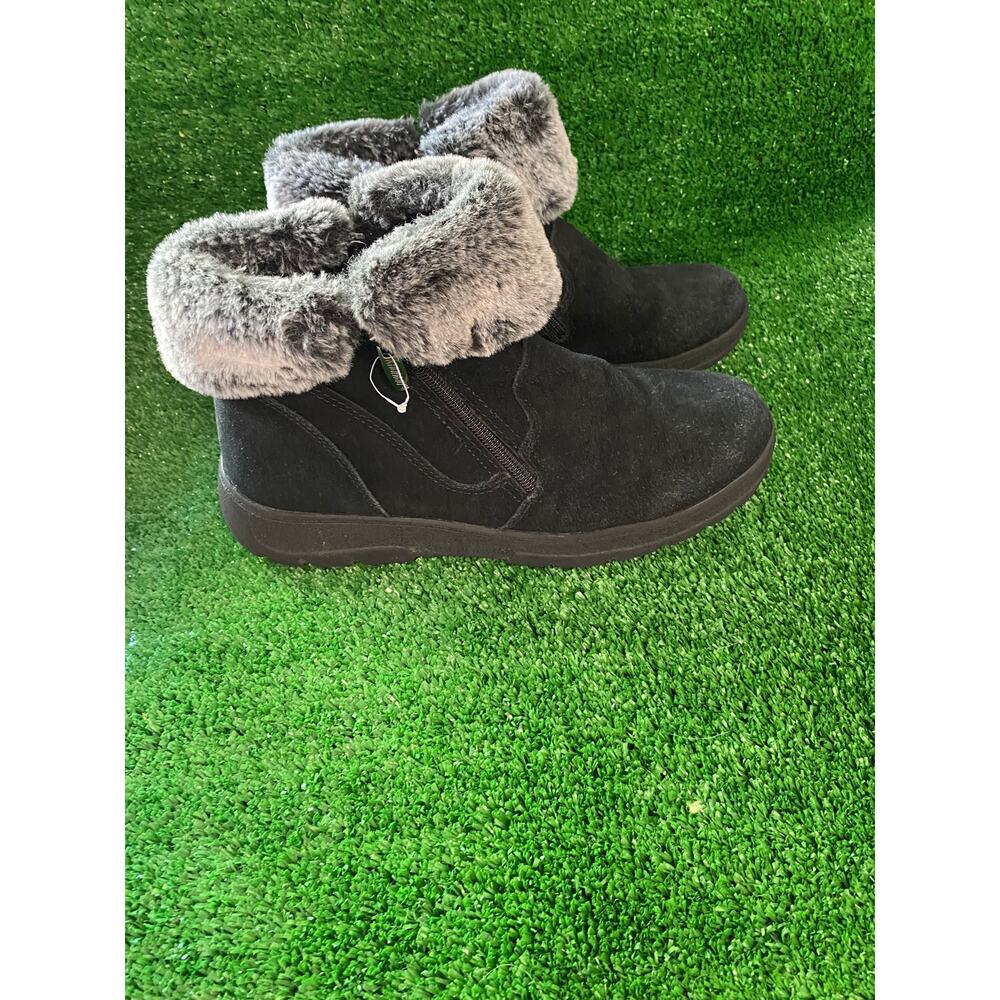 KHOMBU Black Suede Faux Fur Trim Winter Boots Womens Size 9 M